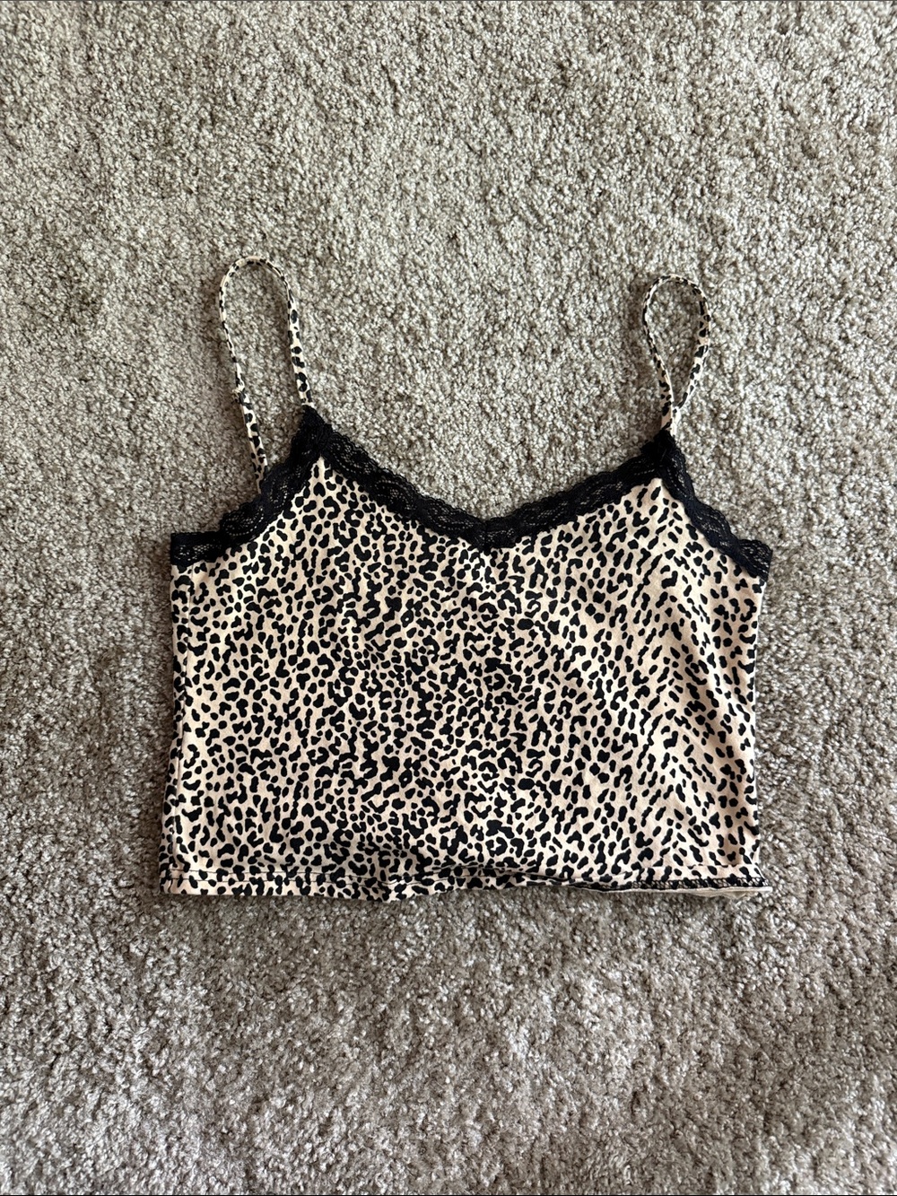 Edikted Leopard Print Lace Trim Cami Tank - Beige & Black